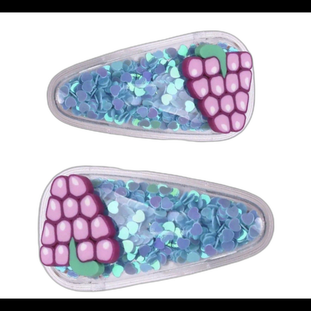 Blueberry Confetti Fruit Shaker 2 PCs Same Snap Hair Clips Hairpin Girls Women